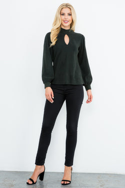 Keyhole Mock Neck Top