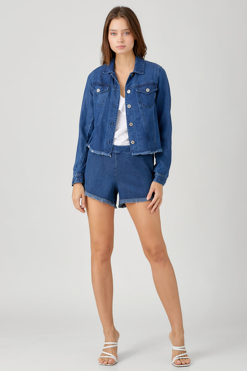 Fringe Hem Denim Short