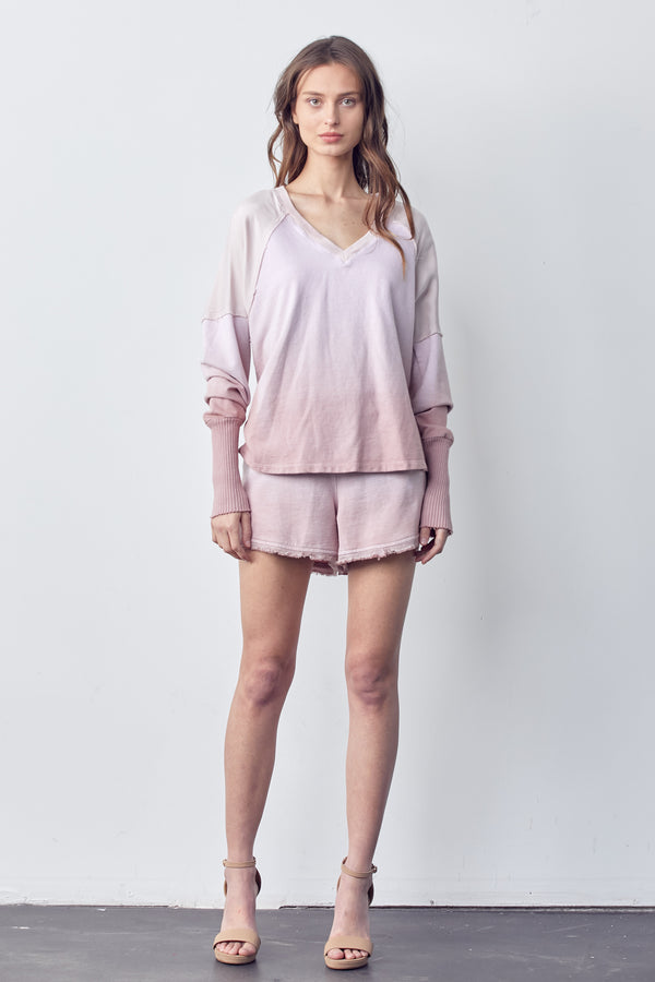 Long Sleeve Top Ombre Dye