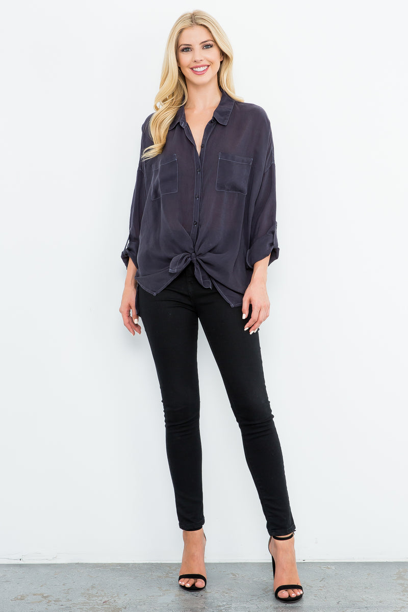 Cargo Pocket Tie Front Top