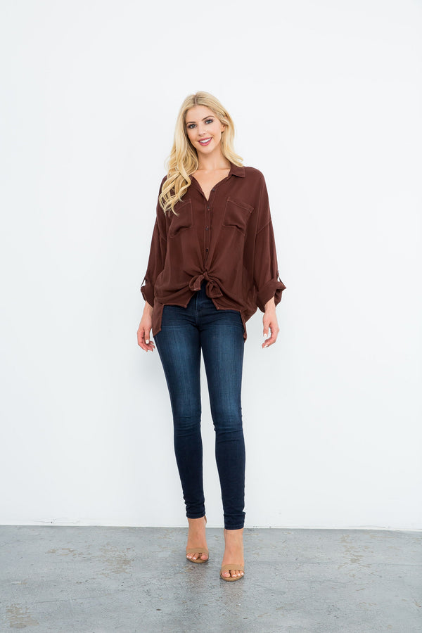 Cargo Pocket Tie Front Top