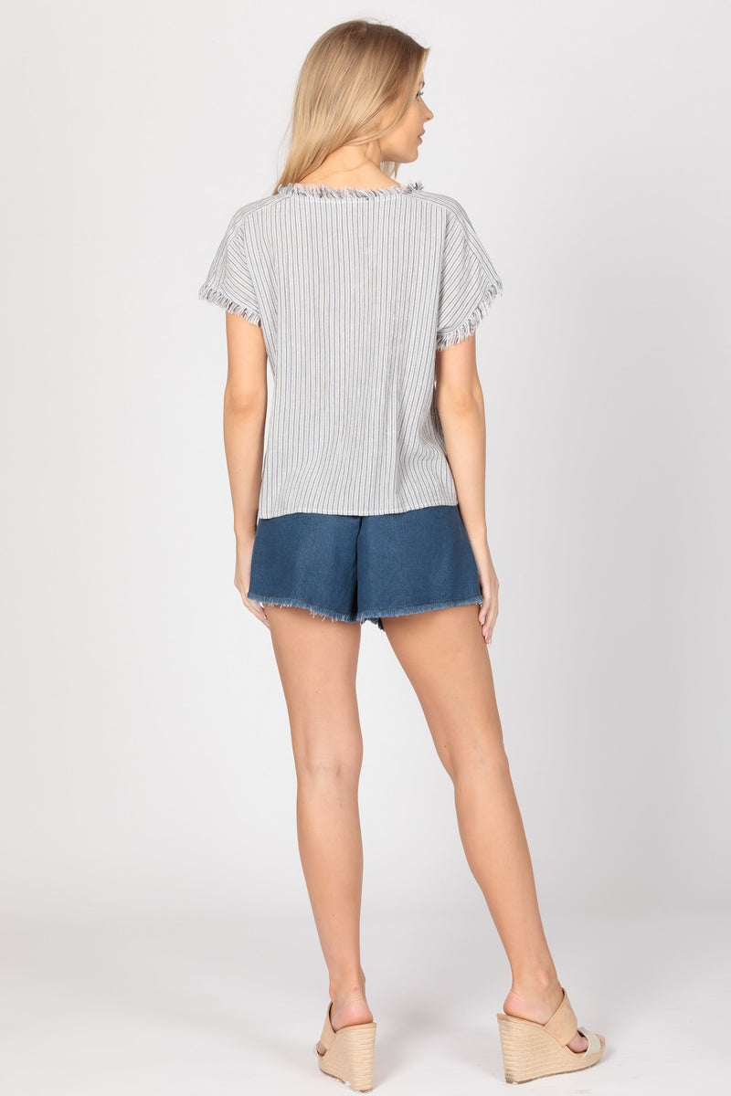 Tie Front Short Sleeve Top