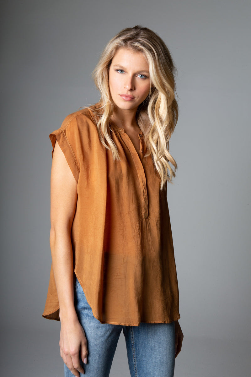 Mandarin Collar Sleeveless Top