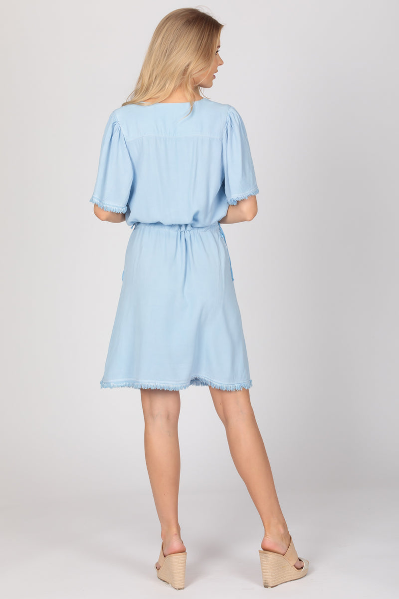 Short Sleeve Fray Dress