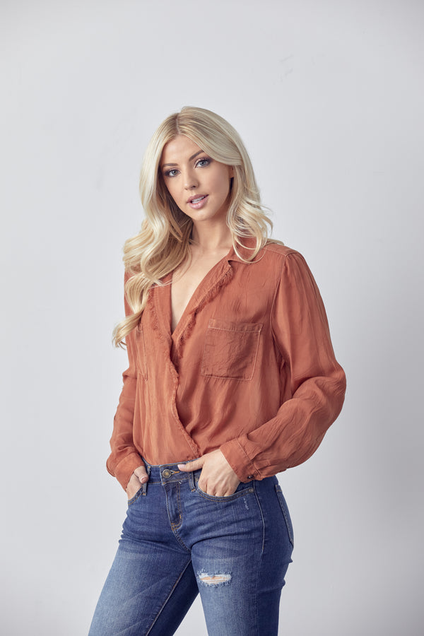 Wrap Over  Long Sleeve Top