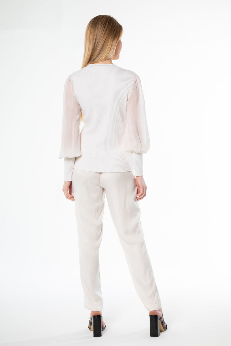 Mixed Media Long Sleeve Top