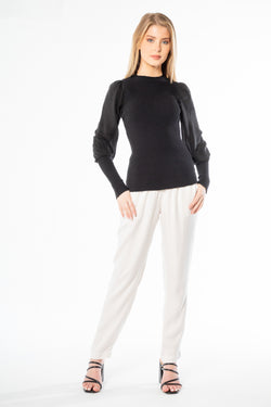 Mixed Media Long Sleeve Top