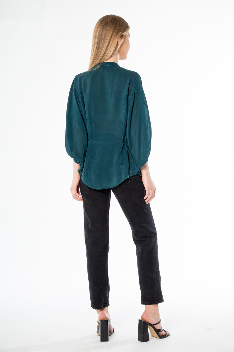 Puff  Sleeve Button Down Blouse