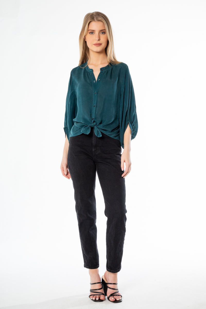 Janis Puff  Sleeve Button Down Blouse