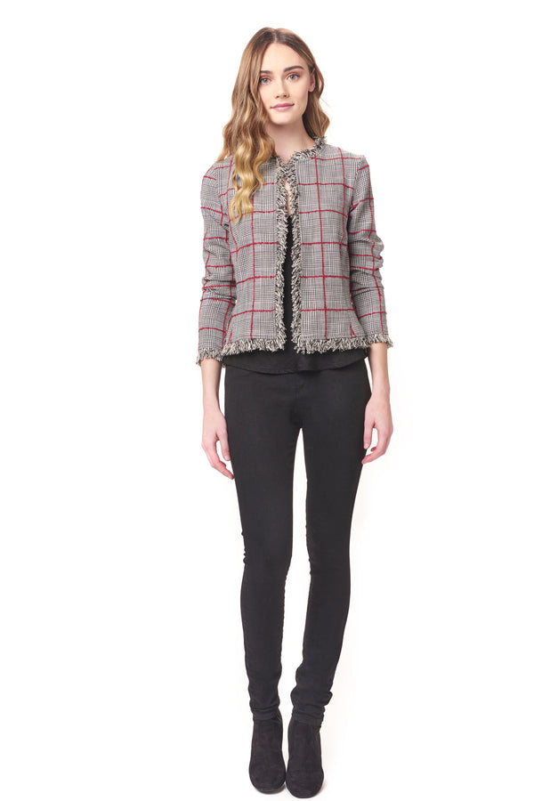 Fray Plaid Blazer