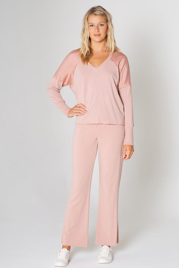 Mixed Media Fray  Pullover