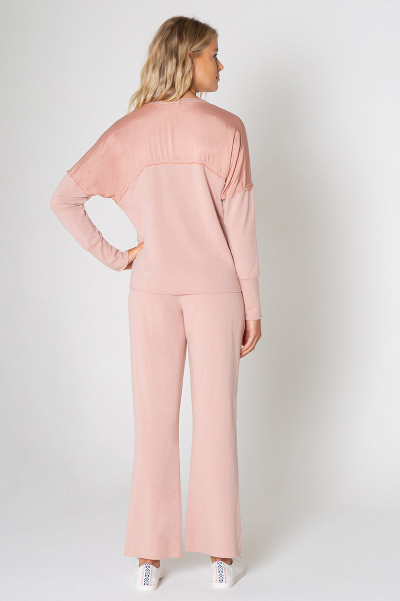 Mixed Media Fray  Pullover