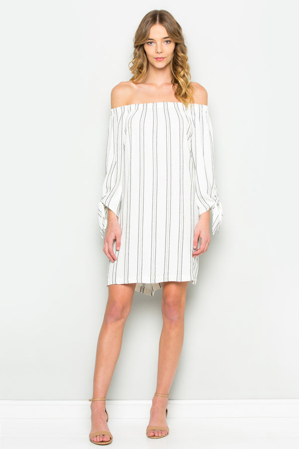 Off The Shoulder Tie Knot Sleeve Dress