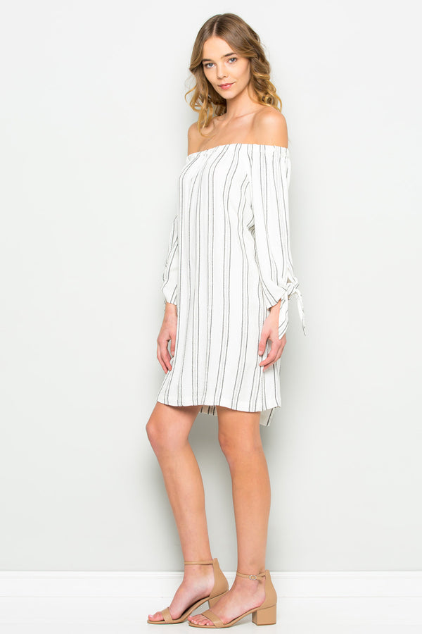 Off The Shoulder Tie Knot Sleeve Dress