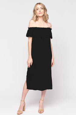 Off Shoulder Side Slit Maxi Dress