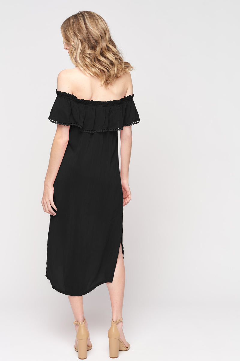 Off Shoulder Side Slit Maxi Dress