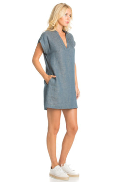Short Sleeve Chambray Dress