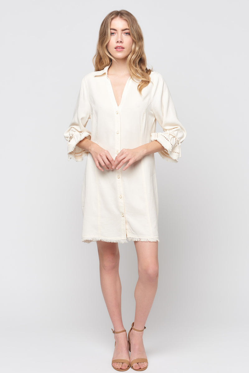 Ruffle Sleeve Button Down Dress