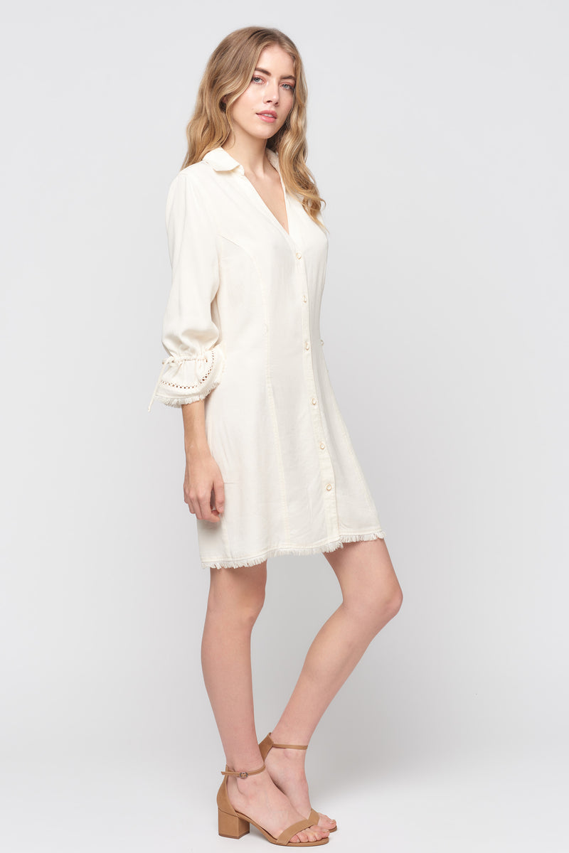 Ruffle Sleeve Button Down Dress