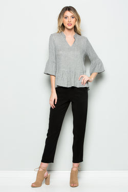 Mandarin Collar 3/4 Sleeve Top