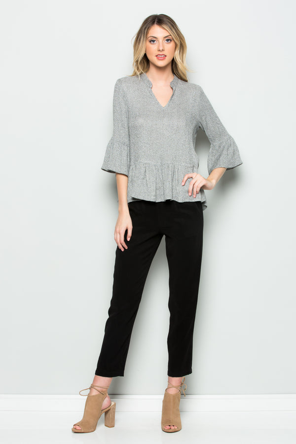 Mandarin Collar 3/4 Sleeve Top