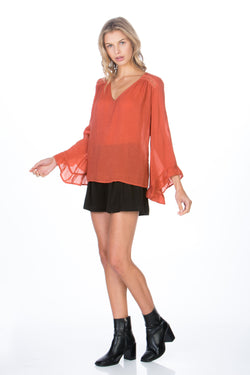 Janis Ruffle Sleeve Top