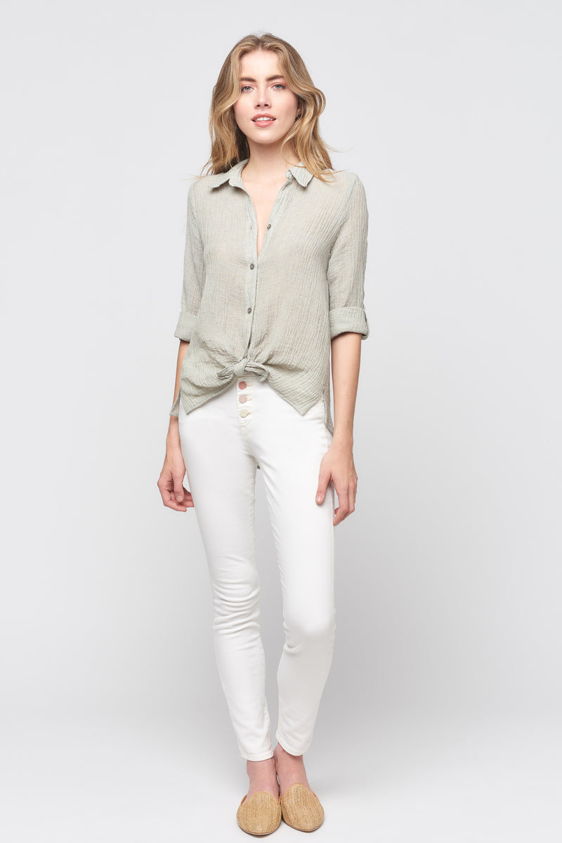 Linen Gauze Button Down Top