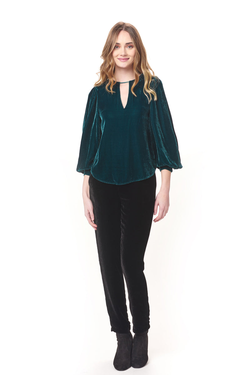 Keyhole Silk Velvet Top