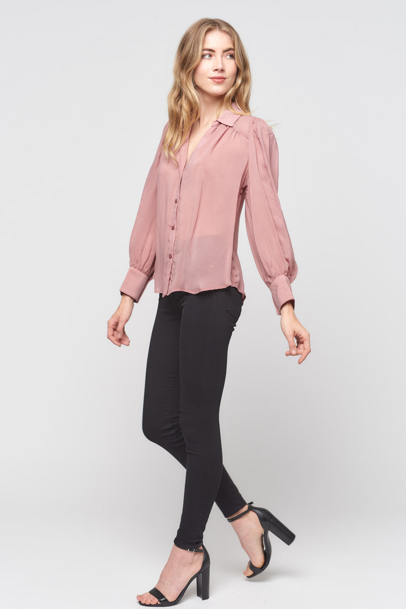 Button Down Flounce Sleeve Top