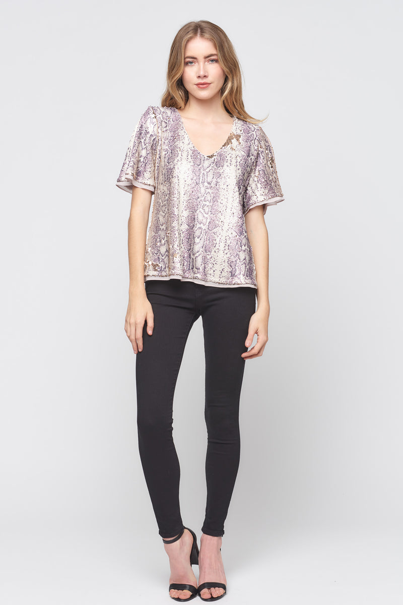 Date Night Sequin Snakeskin Top