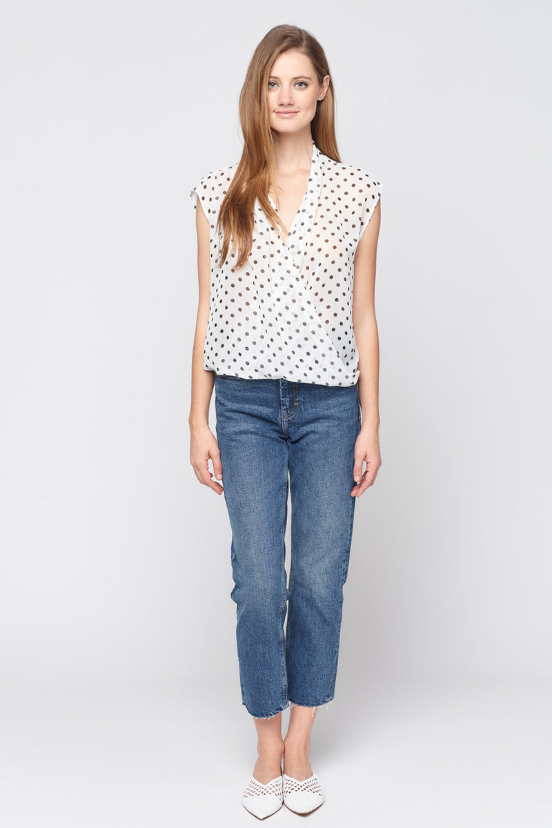 Wrap Front Polka Dot Top