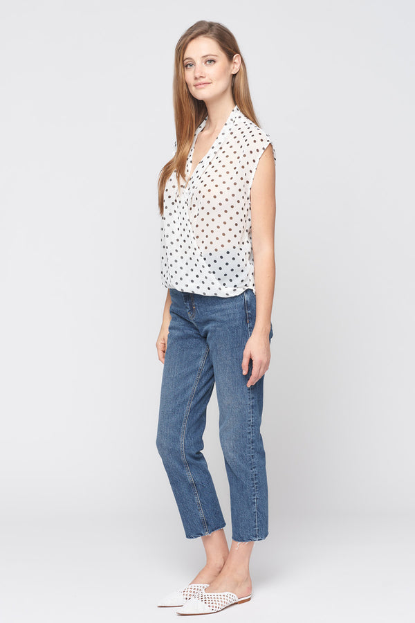 Wrap Front Polka Dot Top