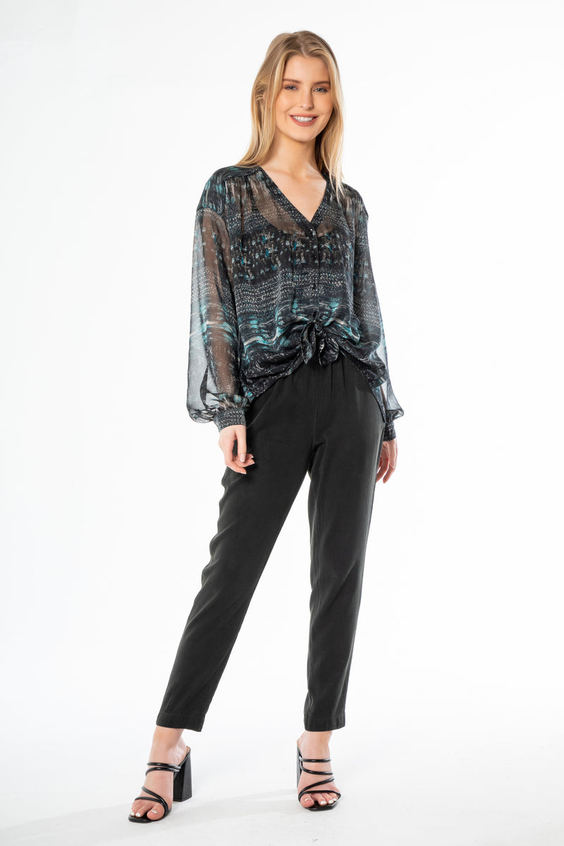 Long Sleeve Tie Front