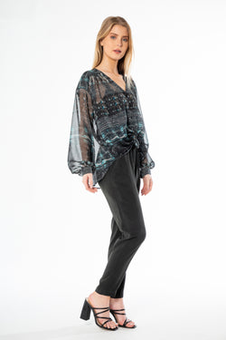 Long Sleeve Tie Front