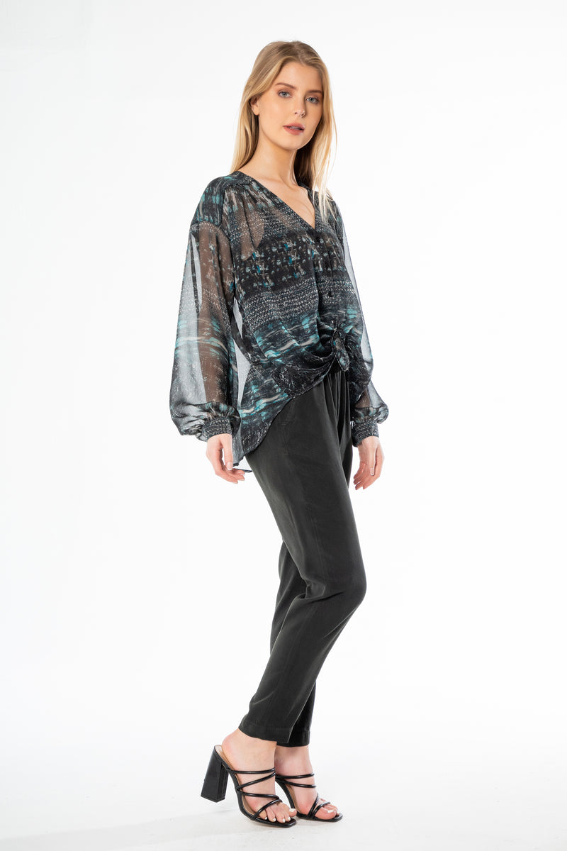 Long Sleeve Tie Front