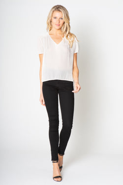 Silk Velvet V Neck Top