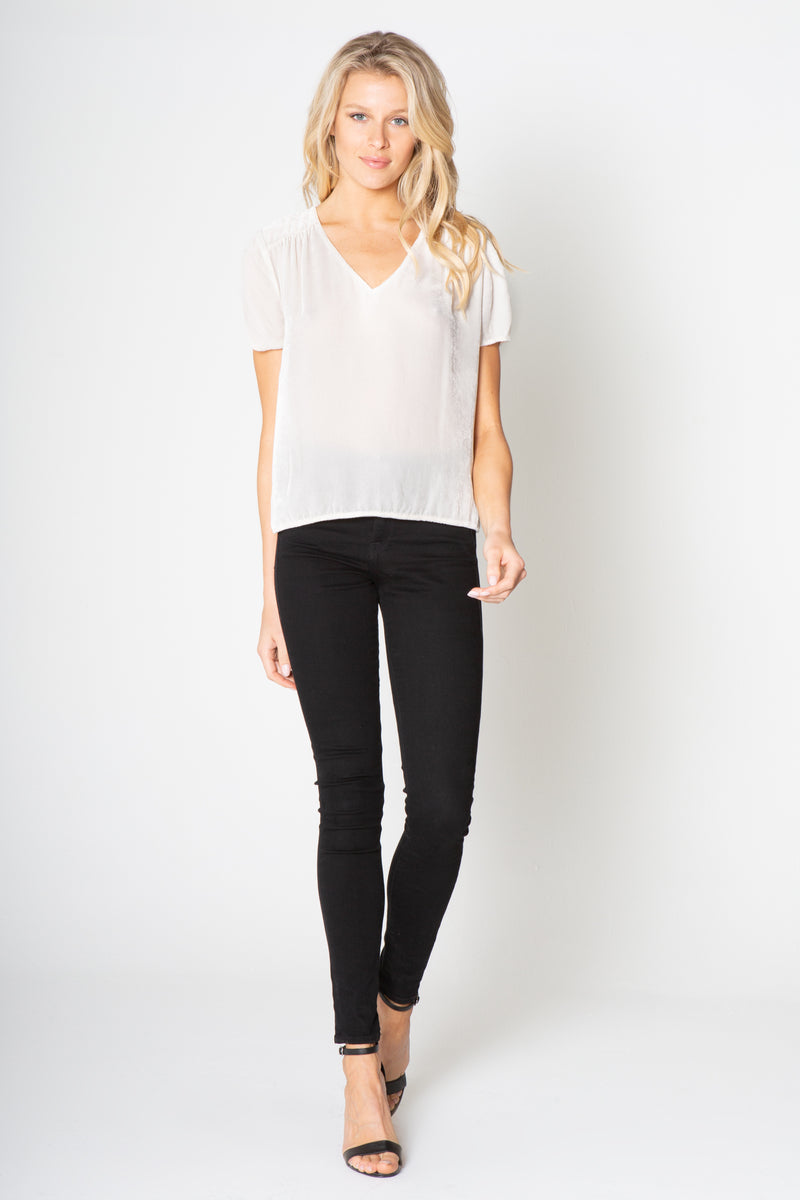 Silk Velvet V Neck Top