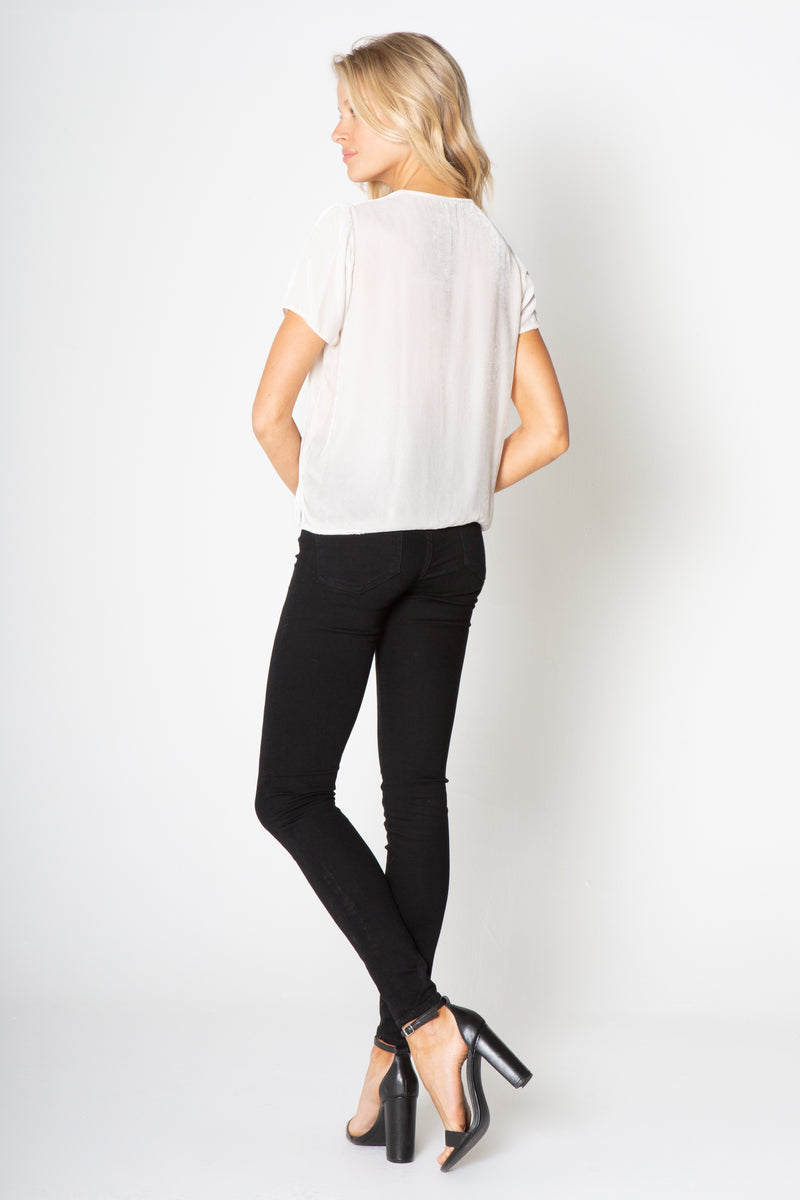 Silk Velvet V Neck Top