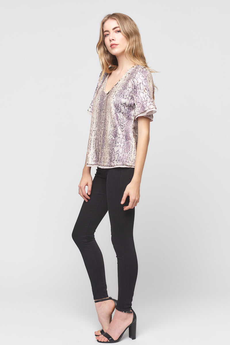 Date Night Sequin Snakeskin Top