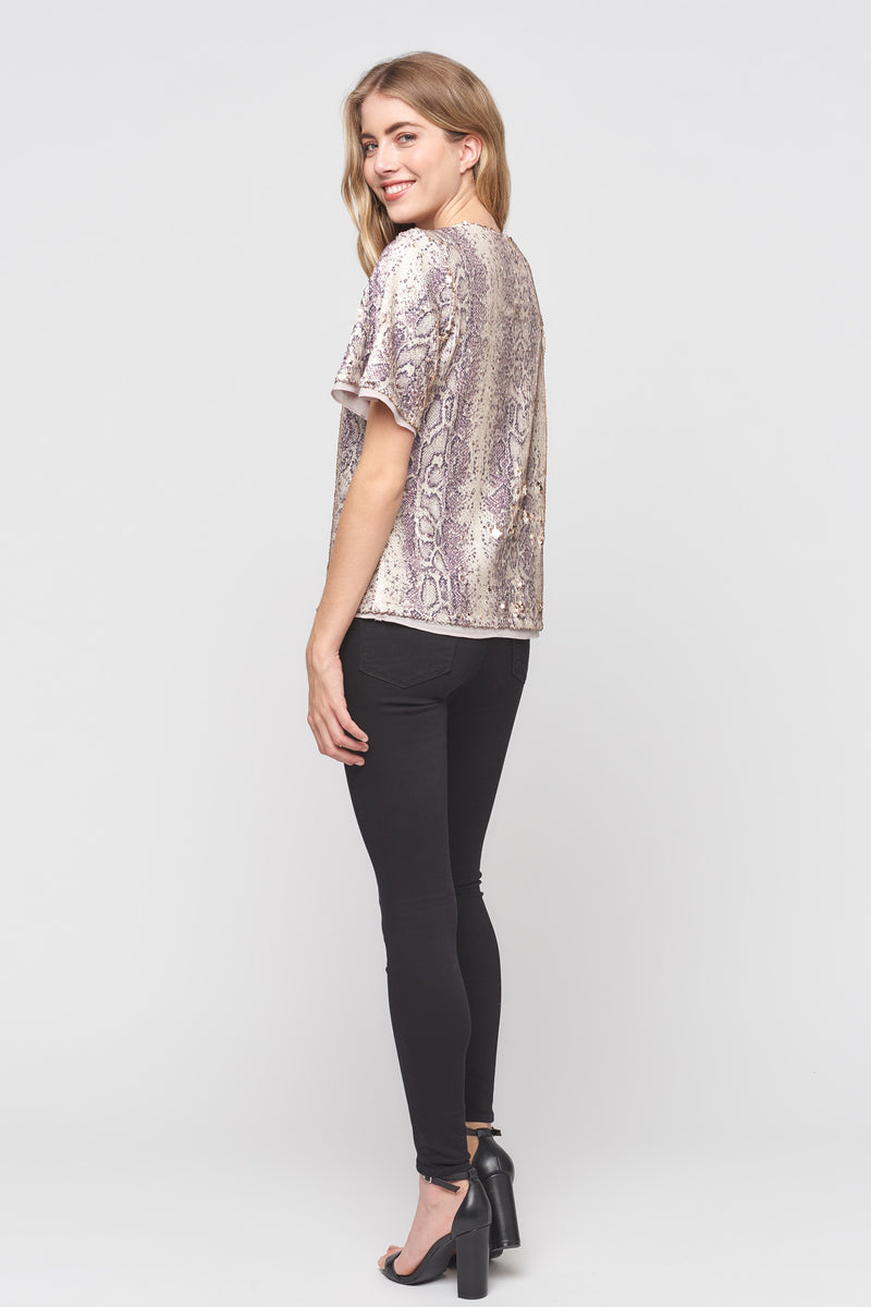 Date Night Sequin Snakeskin Top